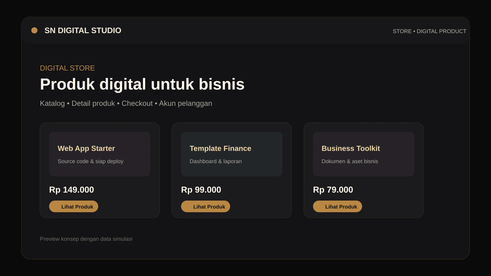 Pratinjau SN Digital Studio / Web Store